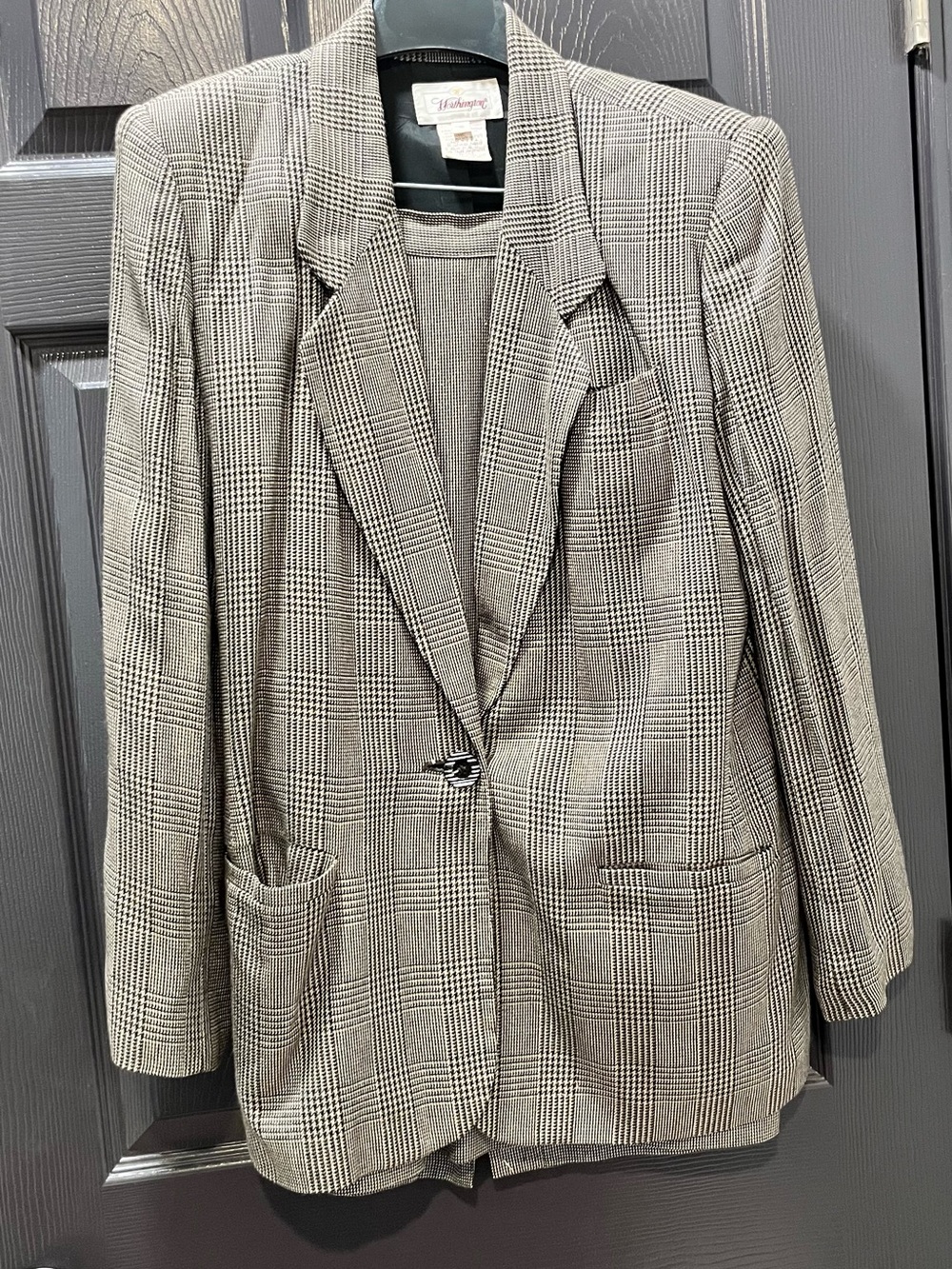 Vintage Worthington Black and Cream Plaid Blazer and skirt size 10